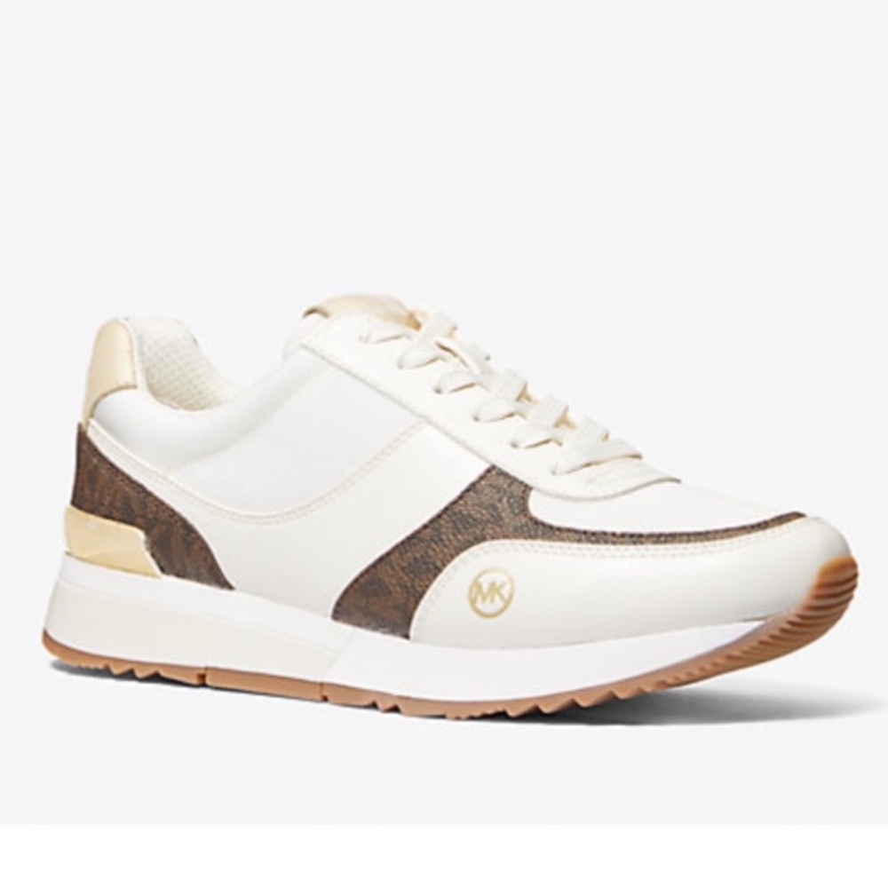 🛍️ NWT Michael Kors Andi Retro Cream and Brown Sneakers